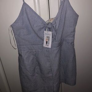 Blue and white striped romper